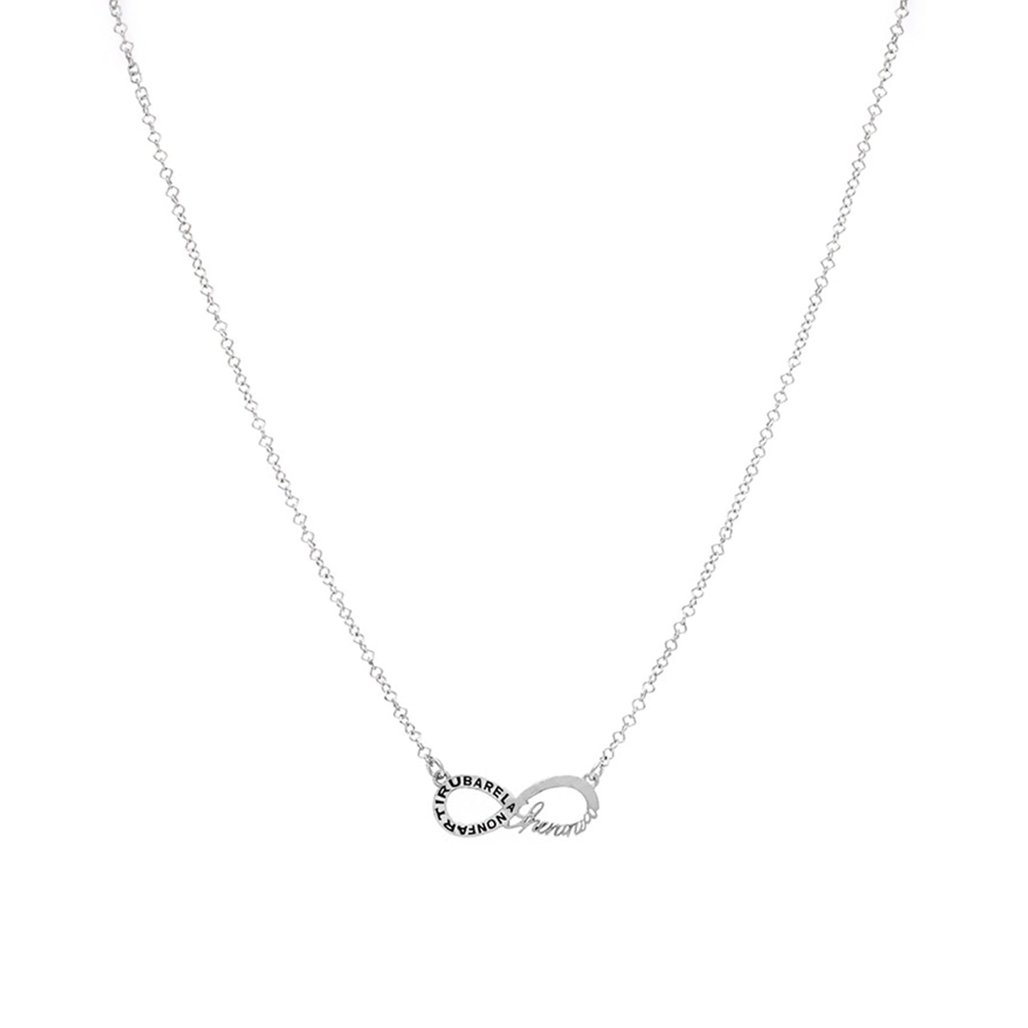 Collana Infinitum con simbolo infinito e incisione, in argento 925