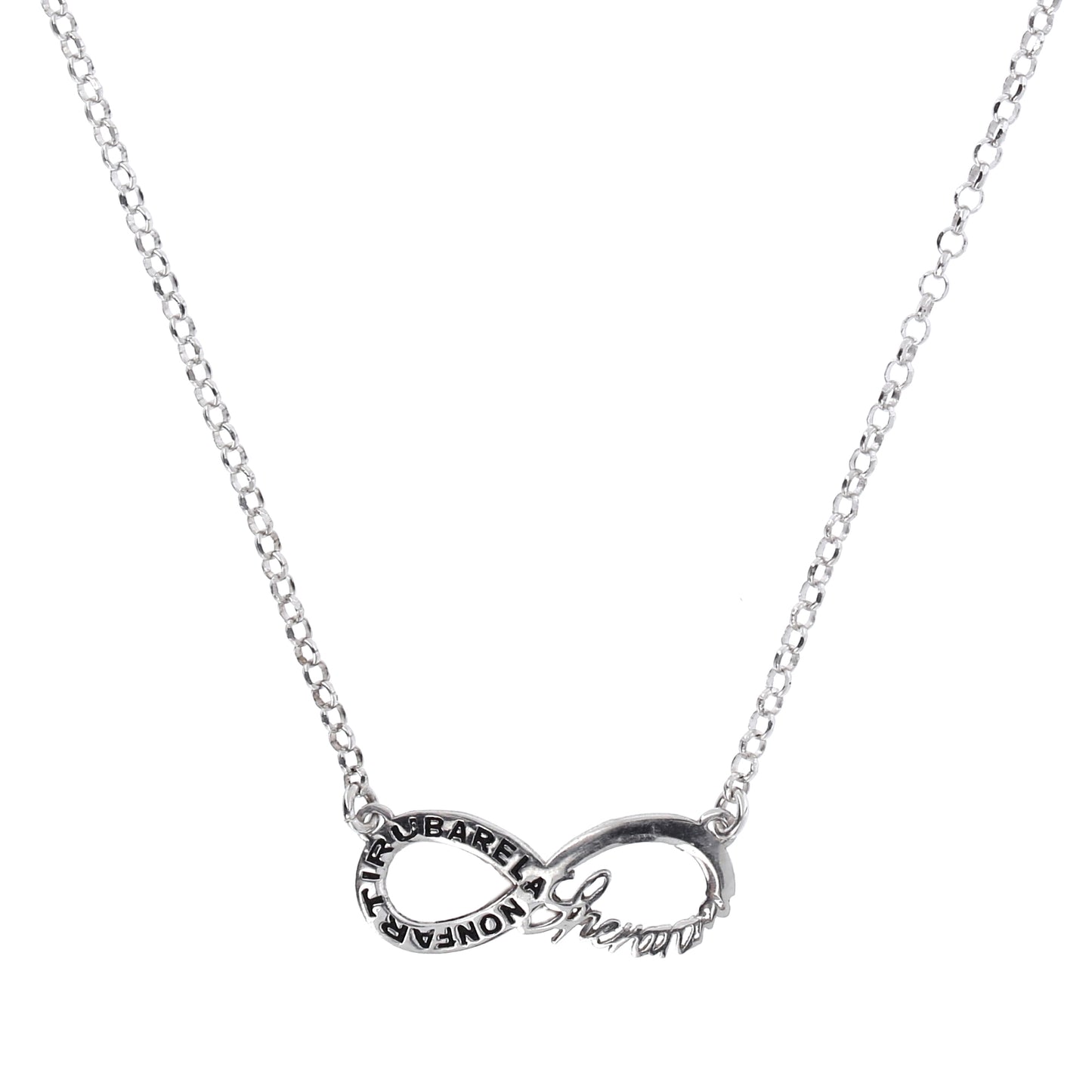 Collana Infinitum con simbolo infinito e incisione, in argento 925