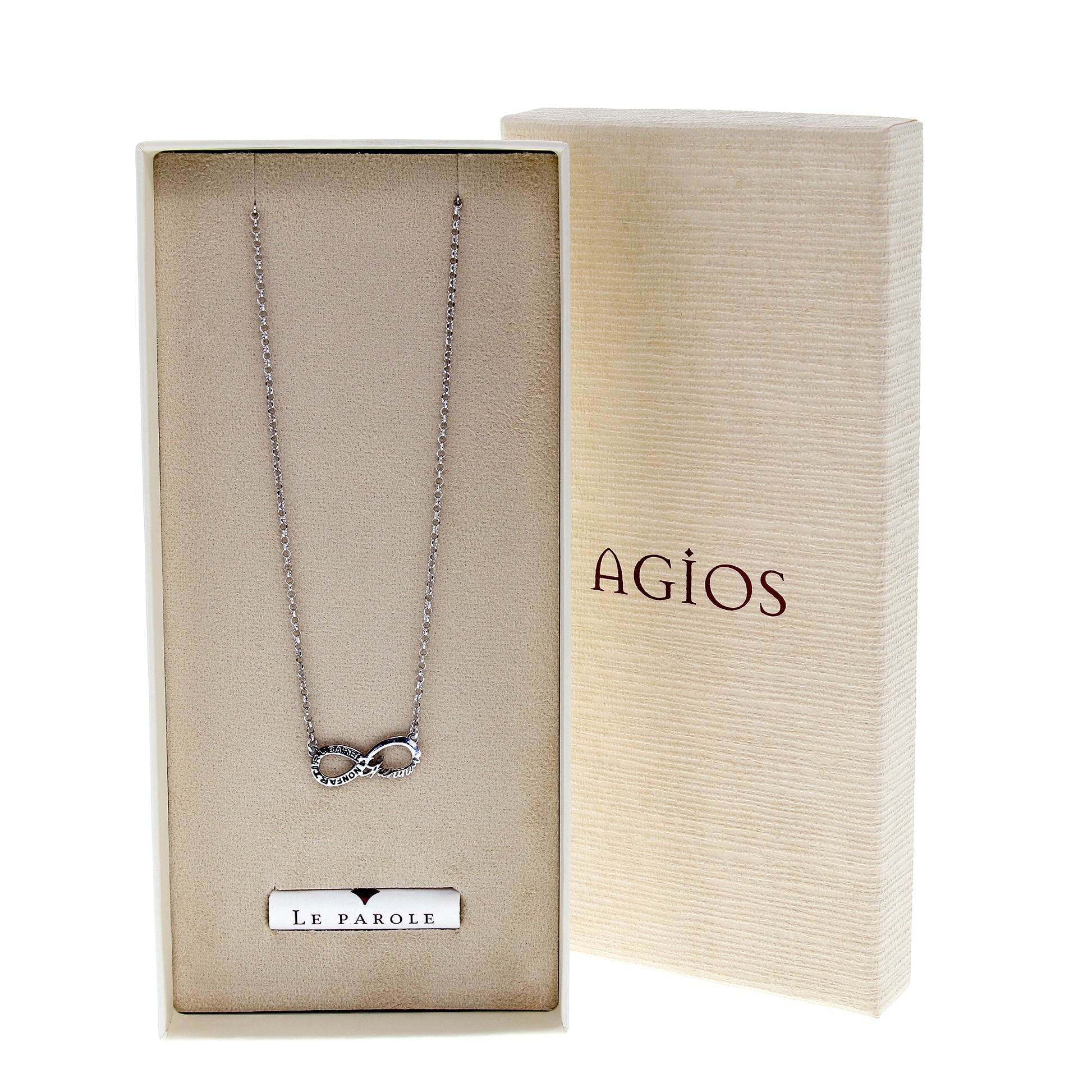 Collana Infinitum con simbolo infinito e incisione, in argento 925