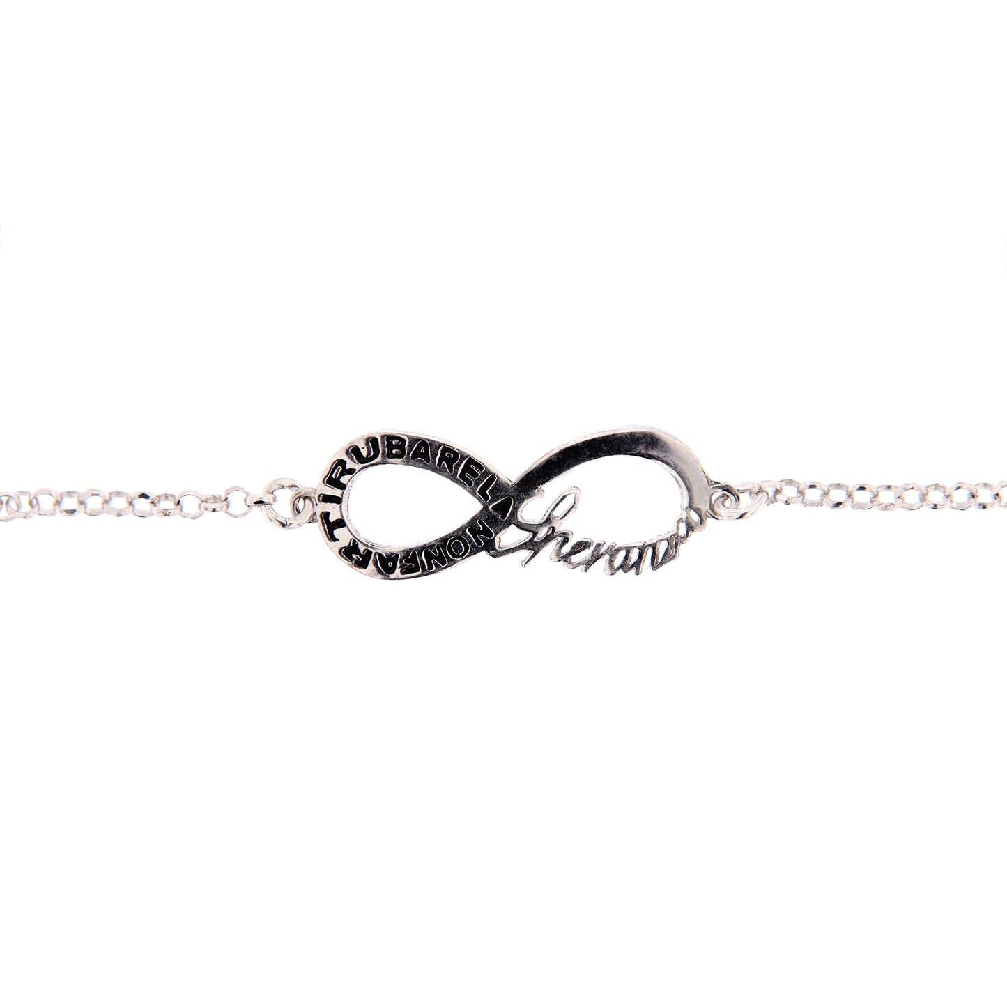 Bracciale Infinitum con simbolo infinito e incisione, in argento 925