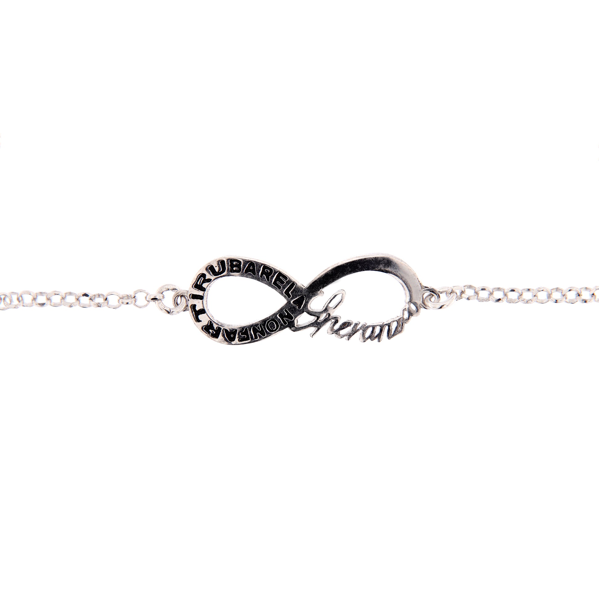 Bracciale Infinitum con simbolo infinito e incisione, in argento 925