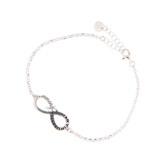 Bracciale Infinitum con simbolo infinito e incisione, in argento 925