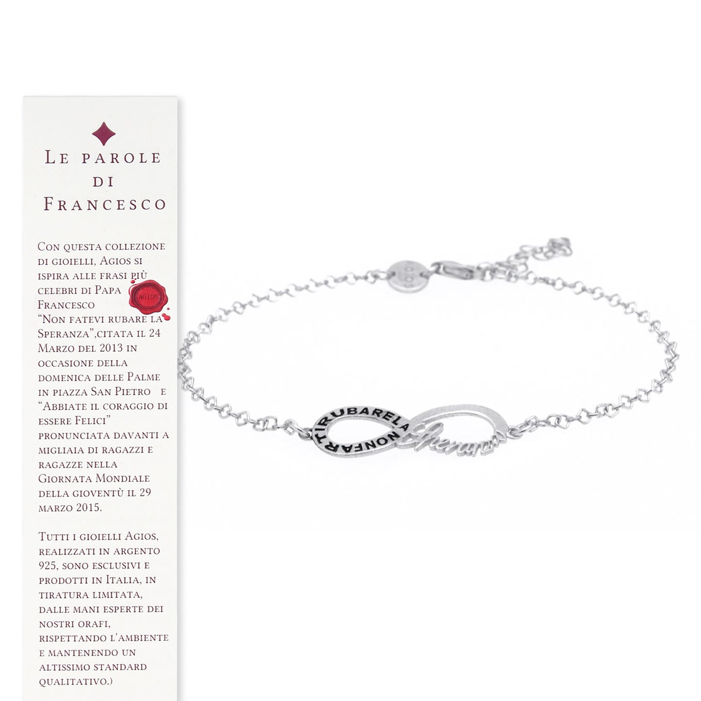 Bracciale Infinitum con simbolo infinito e incisione, in argento 925