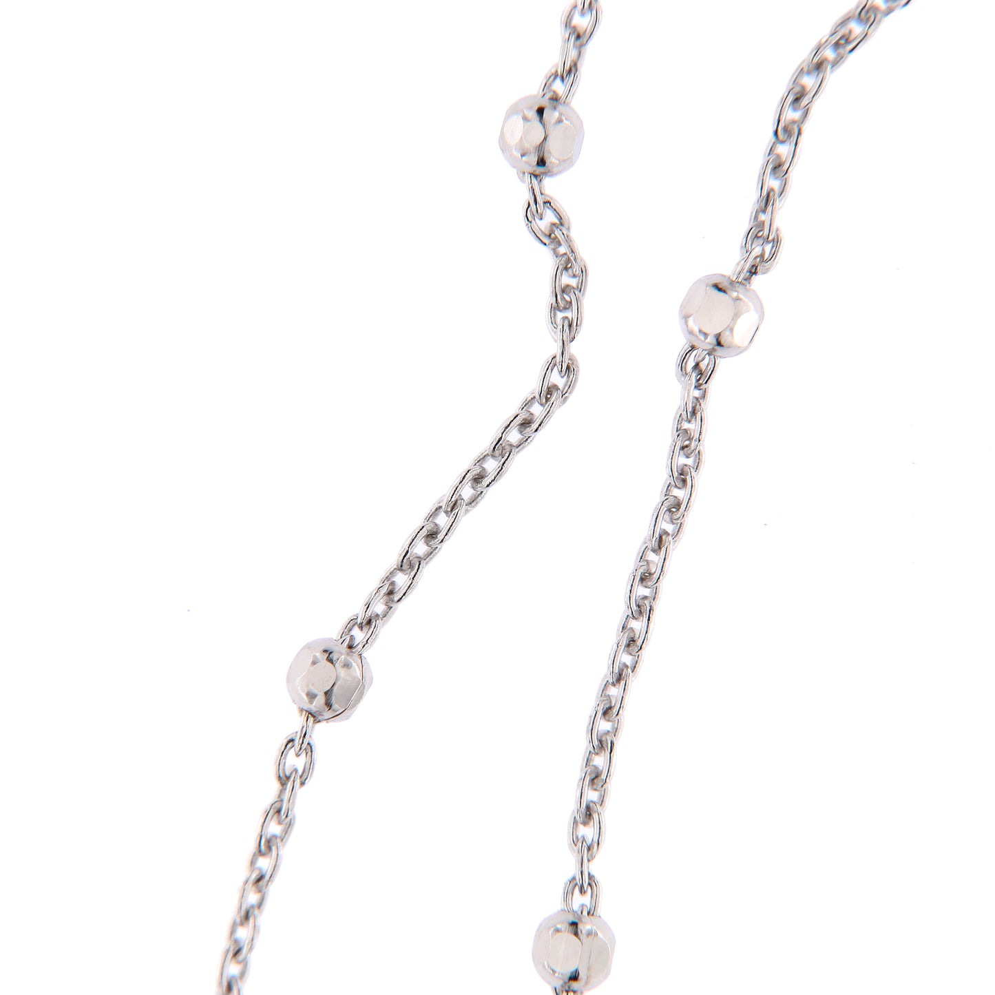 Collana Rosario Cor con crociera incisa, in argento 925