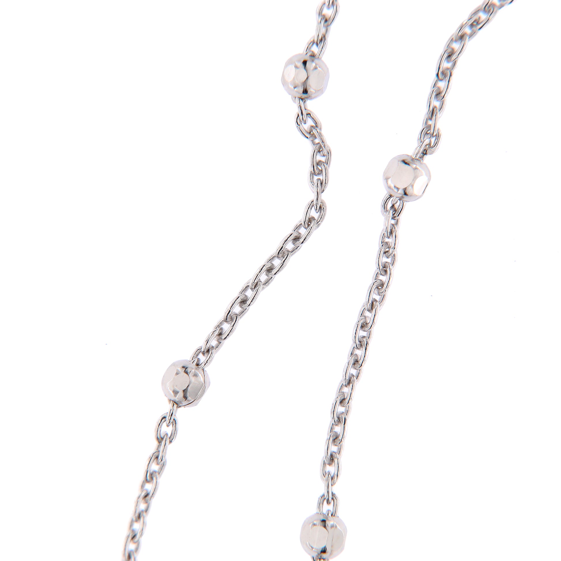 Collana Rosario Cor con crociera incisa, in argento 925
