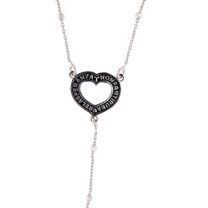 Collana Rosario Cor con crociera incisa, in argento 925