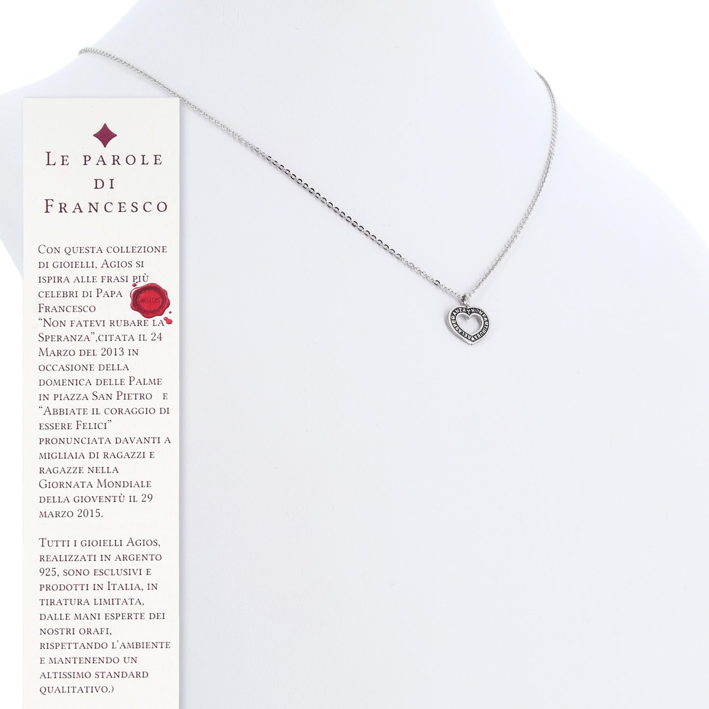 Collana Cor con cuore inciso, argento 925