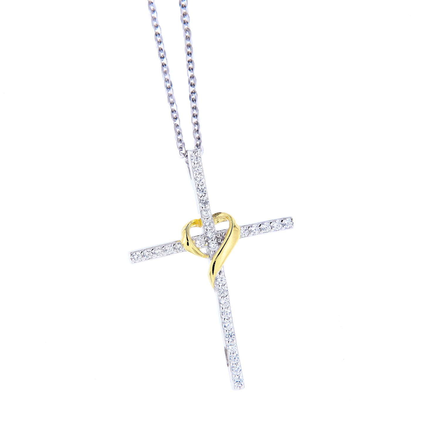 Collana Illumina con Croce e zirconi, argento 925