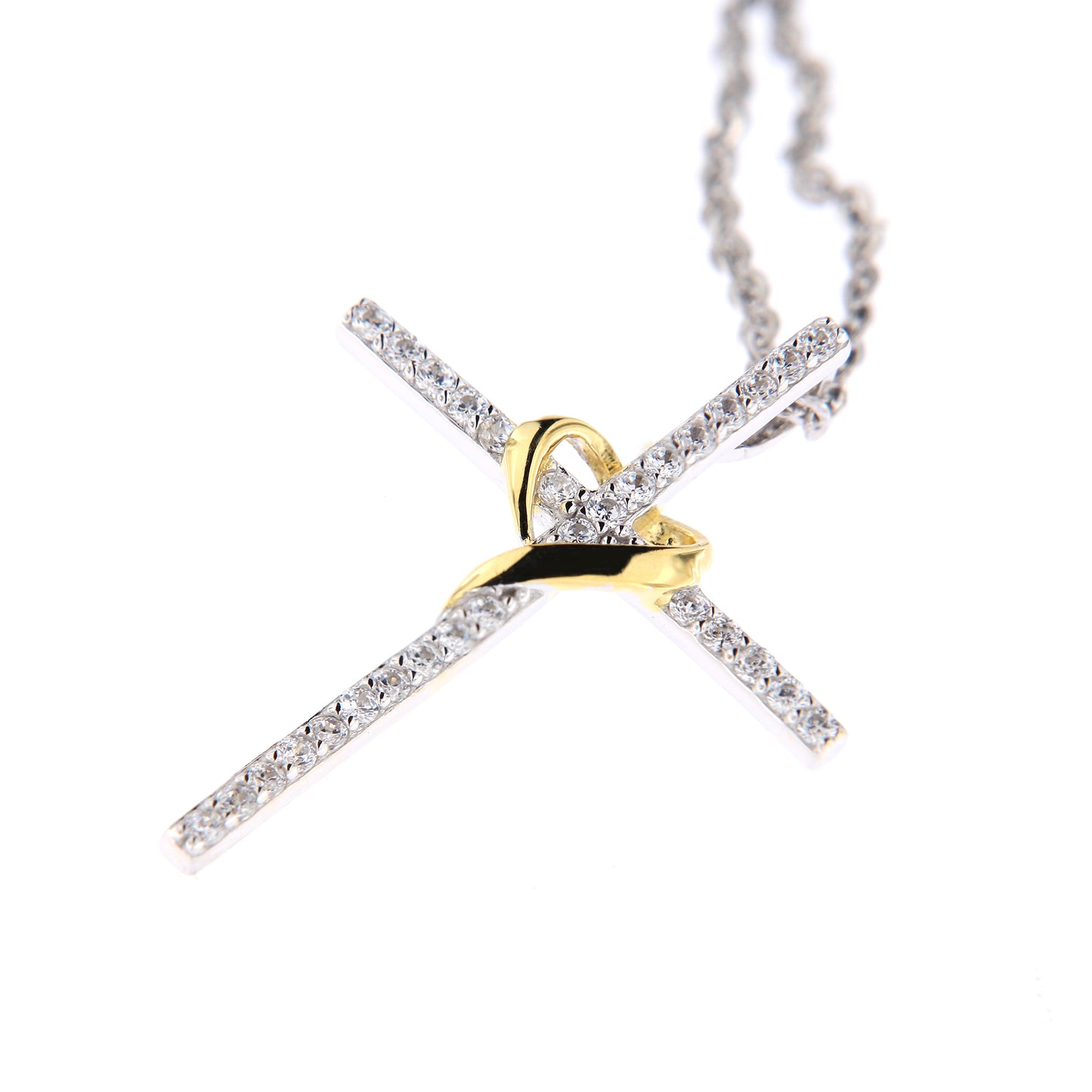 Collana Illumina con Croce e zirconi, argento 925