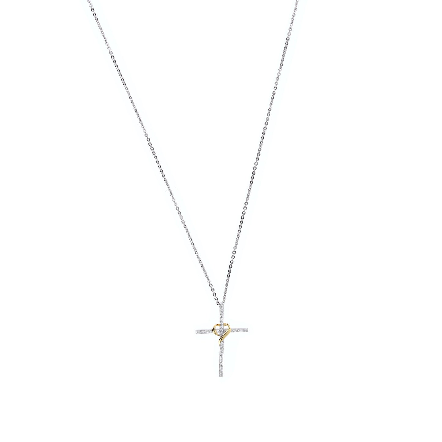 Collana Illumina con Croce e zirconi, argento 925