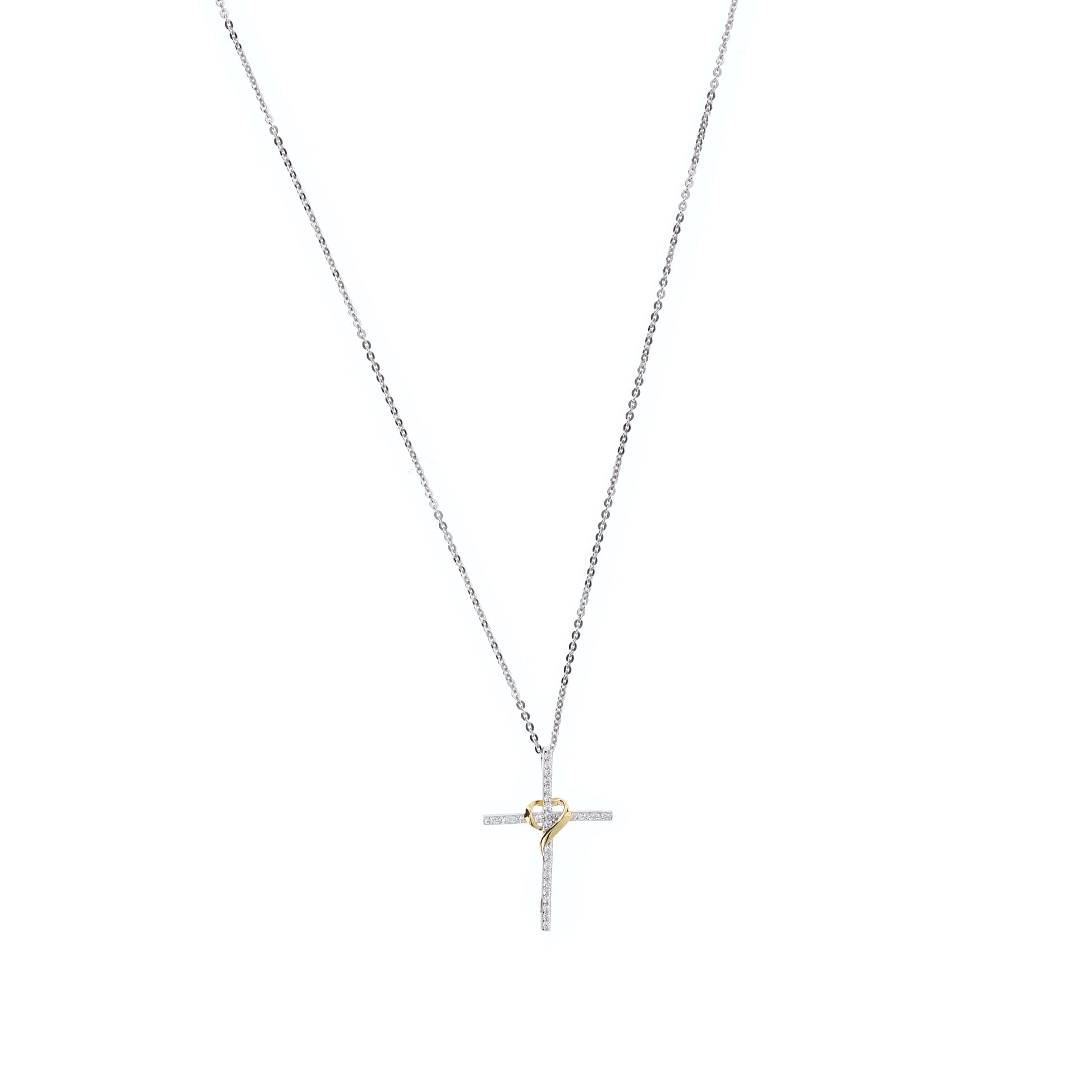 Collana Illumina con Croce e zirconi, argento 925
