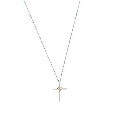 Collana Illumina con Croce e zirconi, argento 925
