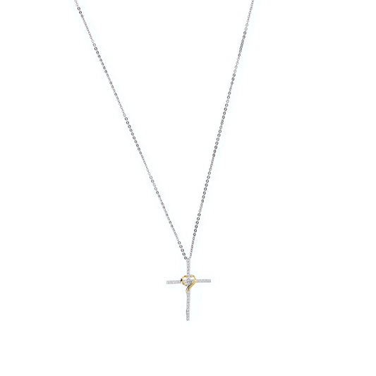 Collana Illumina con Croce e zirconi, argento 925