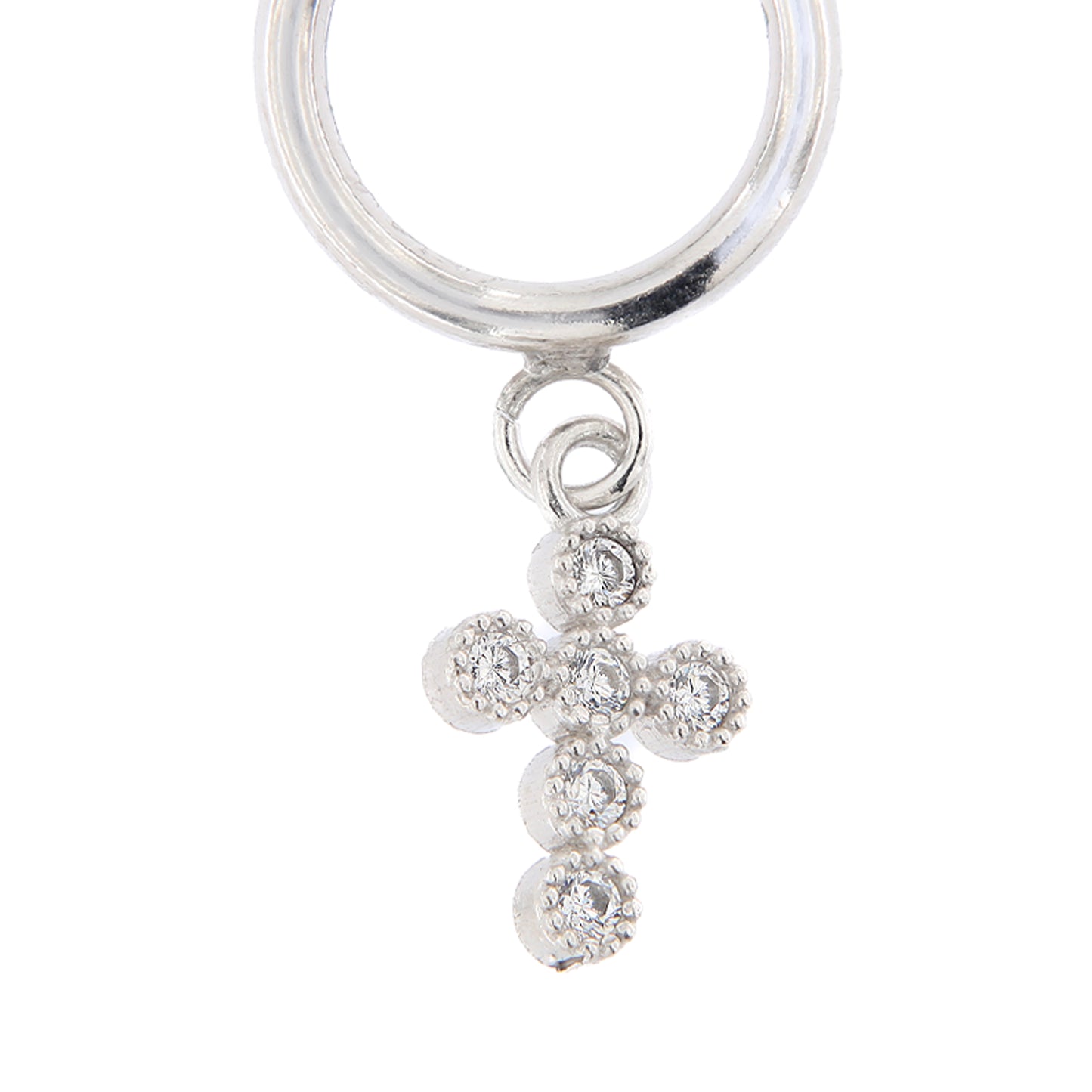 Orecchini Crucis a cerchio, croce con zirconi, argento 925