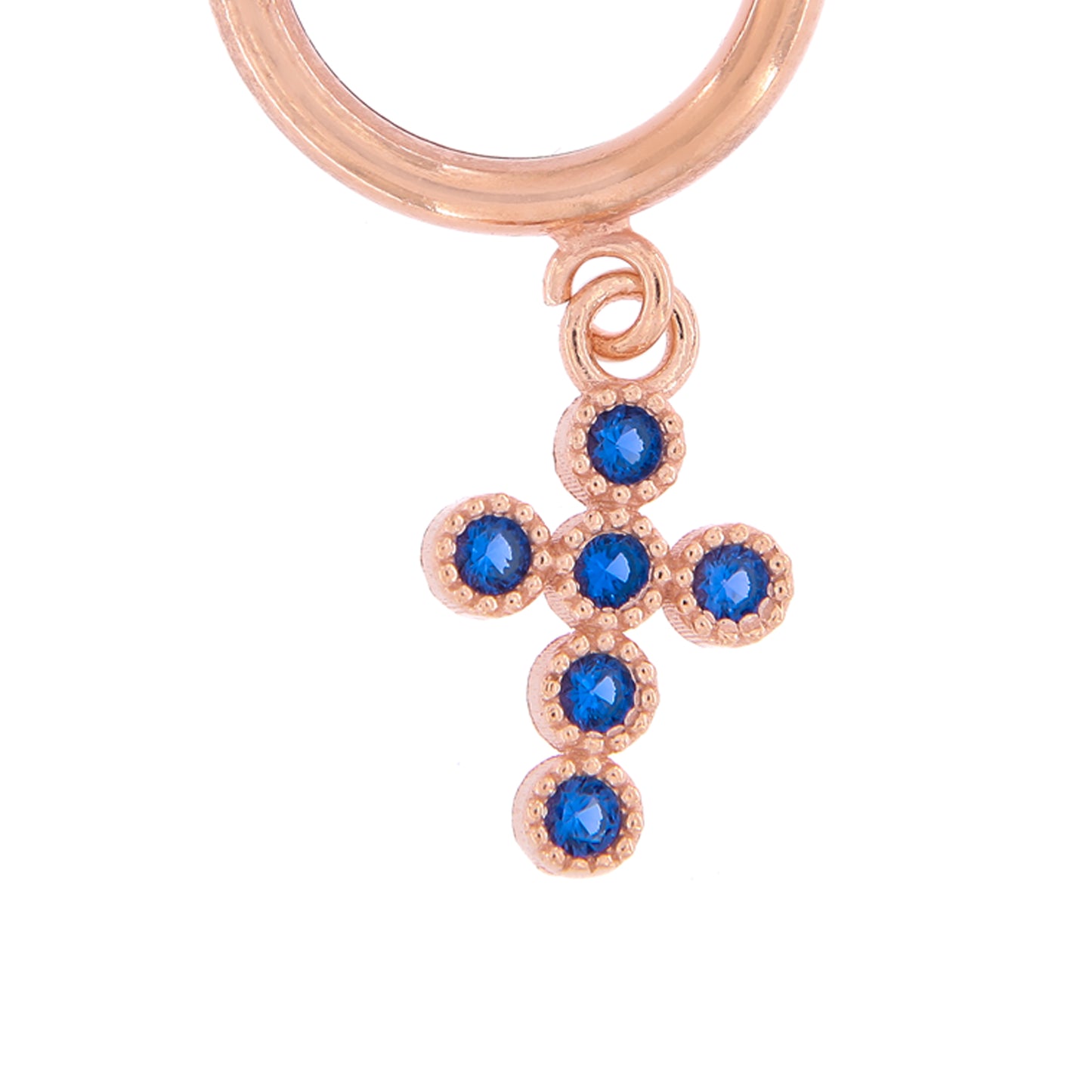 Orecchini Crucis a cerchio, croce con zirconi, argento 925