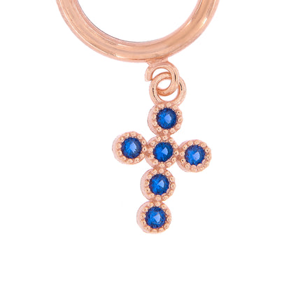Orecchini Crucis a cerchio, croce con zirconi, argento 925