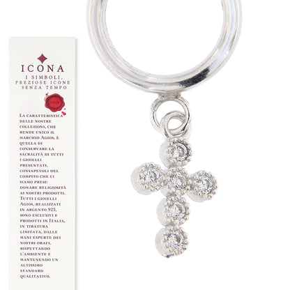 Orecchini Crucis a cerchio, croce con zirconi, argento 925