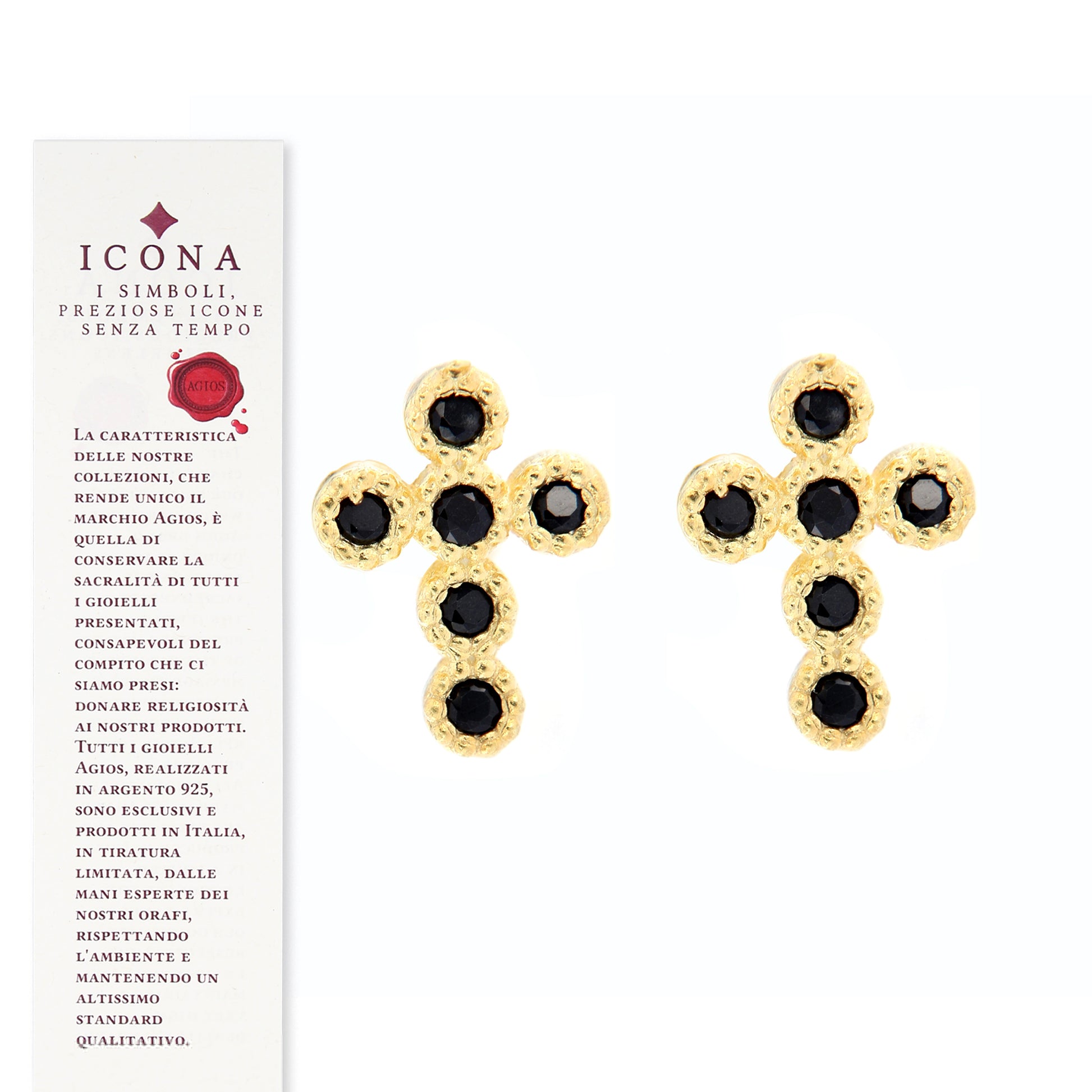 Orecchini Crucis, croce con zirconi, argento 925