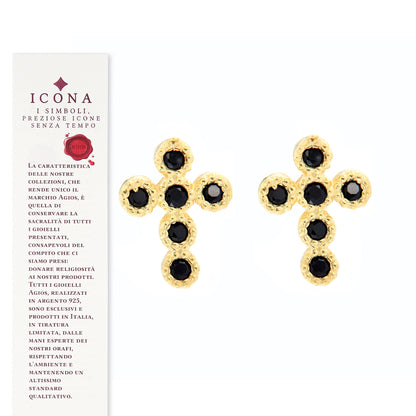 Orecchini Crucis, croce con zirconi, argento 925