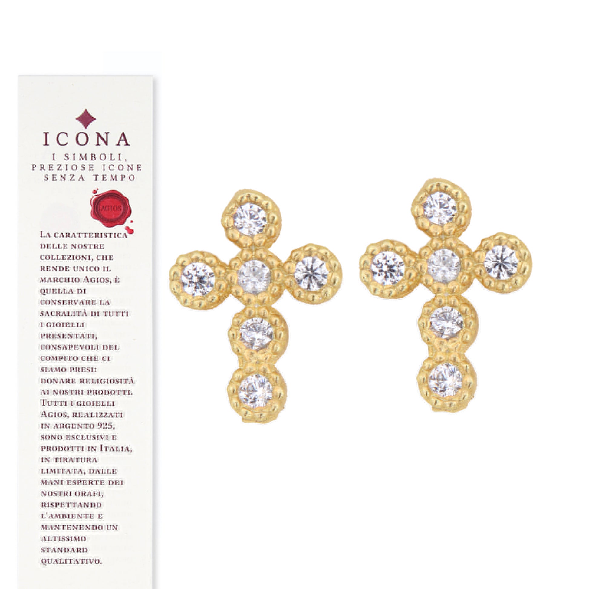 Orecchini Crucis, croce con zirconi, argento 925