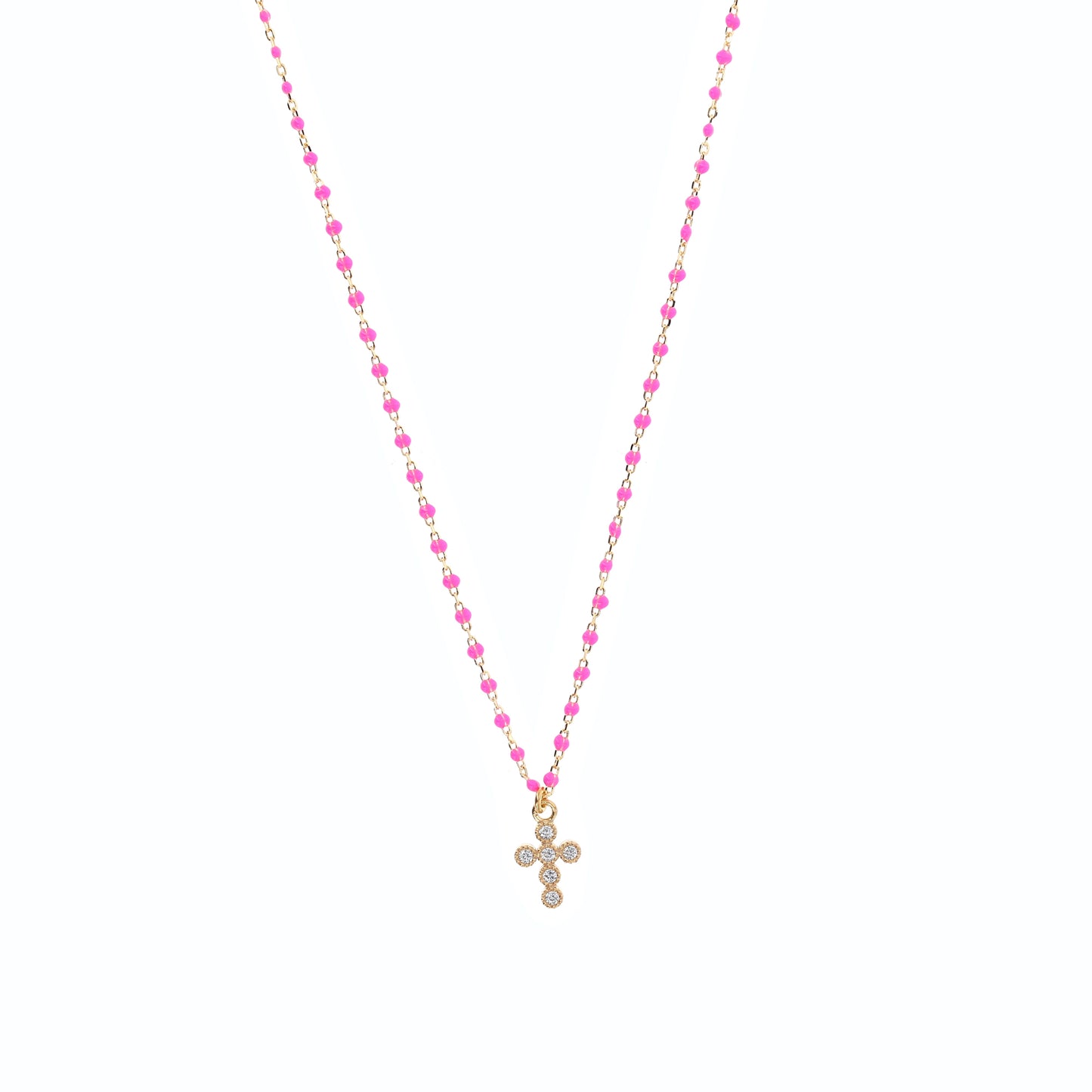 Collana Crucis, croce con zirconi, argento 925 dorato