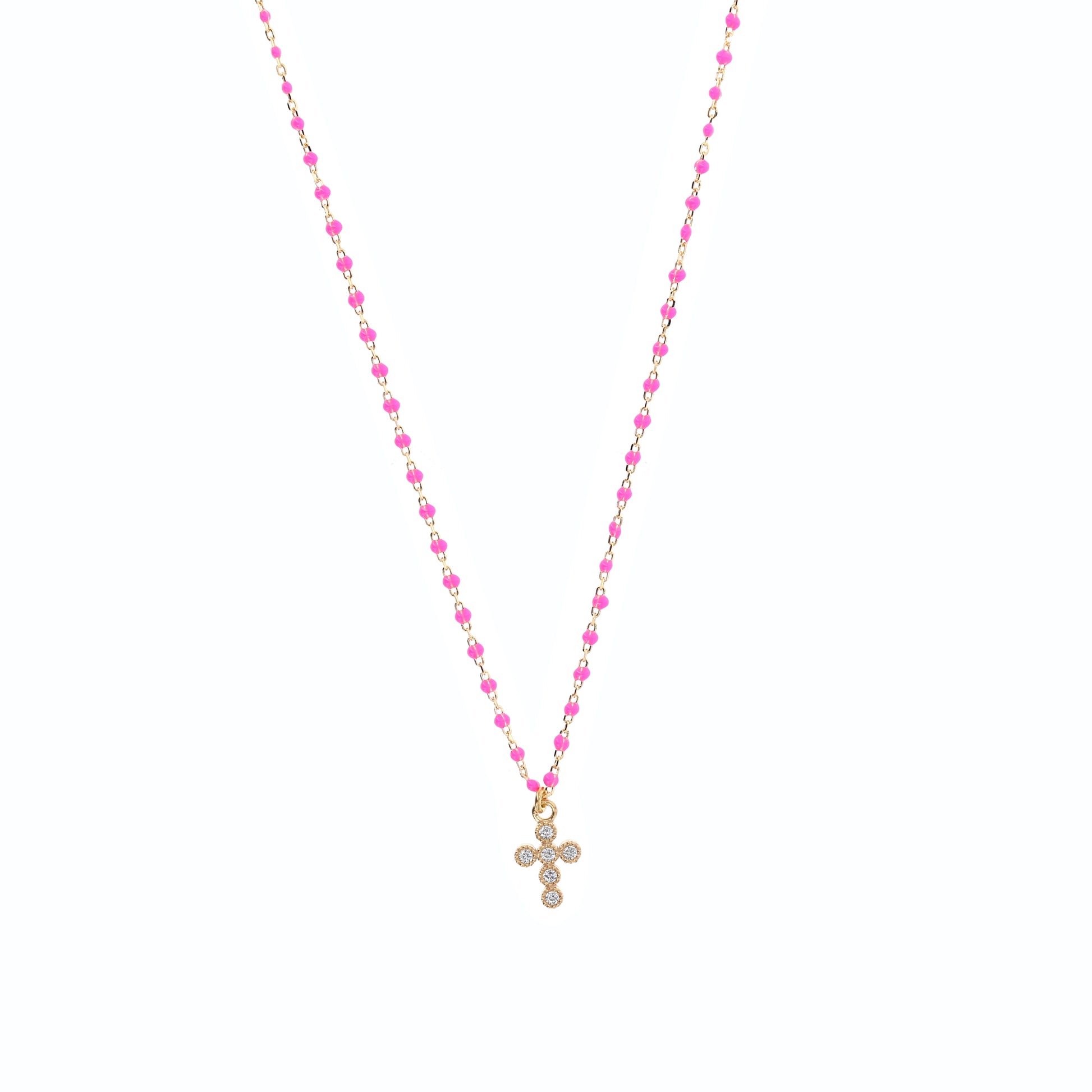 Collana Crucis, croce con zirconi, argento 925 dorato