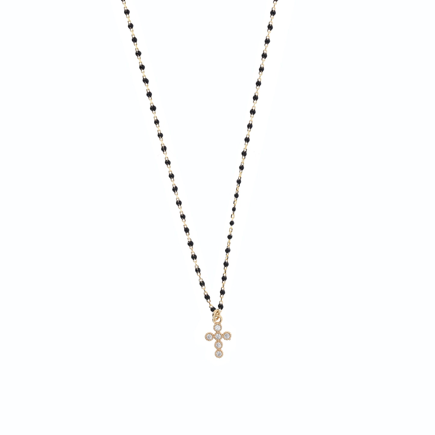 Collana Crucis, croce con zirconi, argento 925 dorato