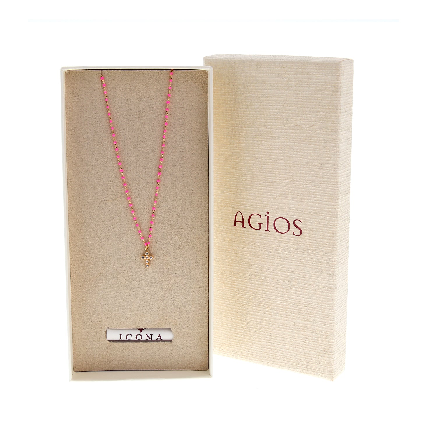 Collana Crucis, croce con zirconi, argento 925 dorato