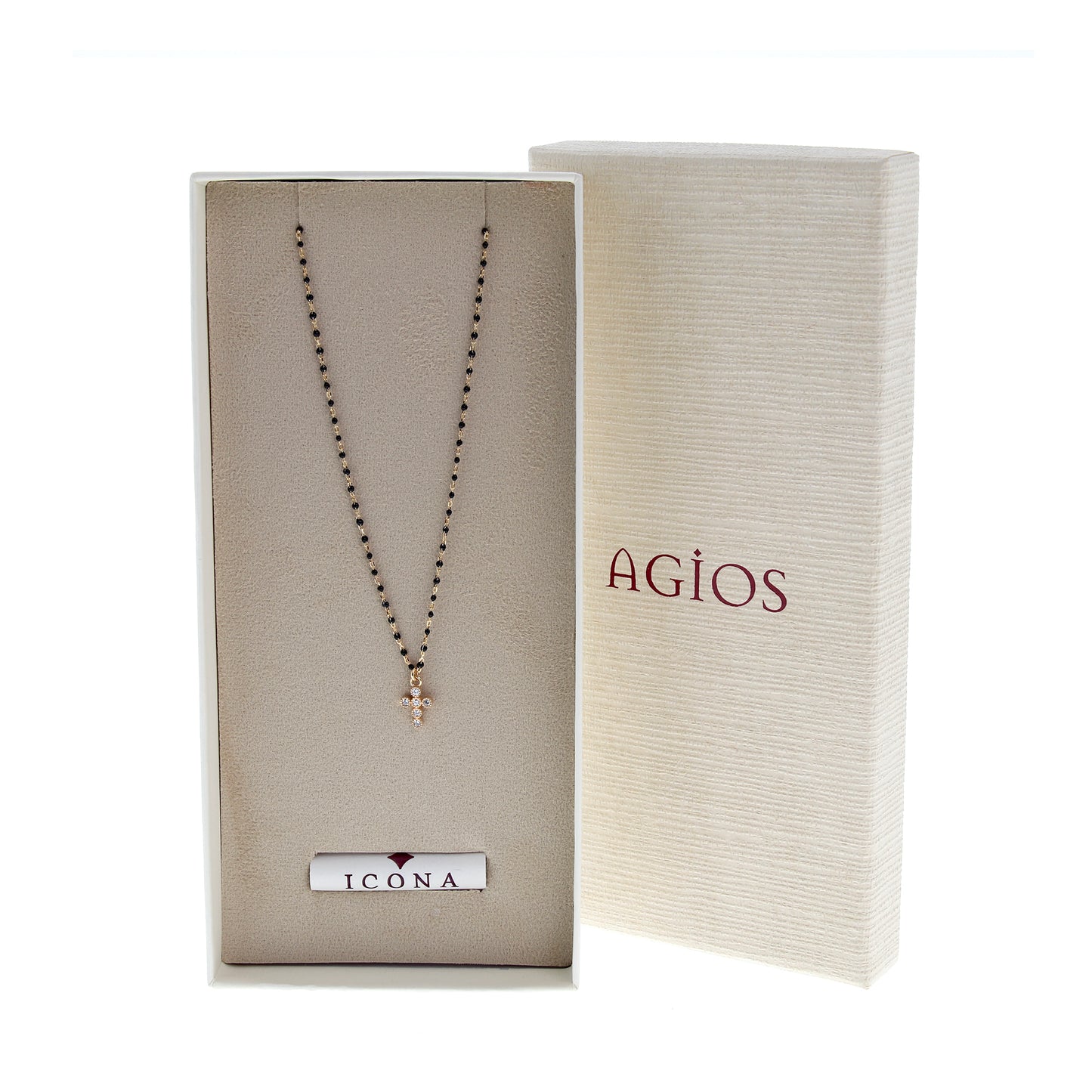 Collana Crucis, croce con zirconi, argento 925 dorato