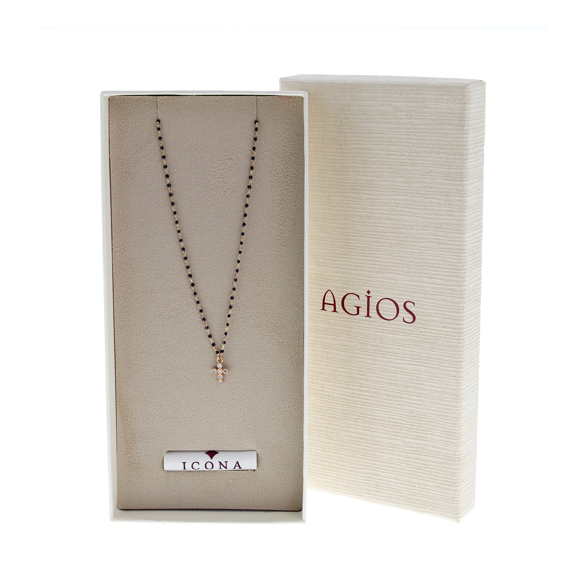 Collana Crucis, croce con zirconi, argento 925 dorato