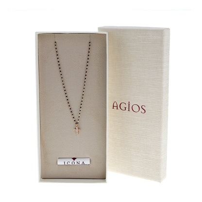 Collana Crucis, croce con zirconi, argento 925 dorato