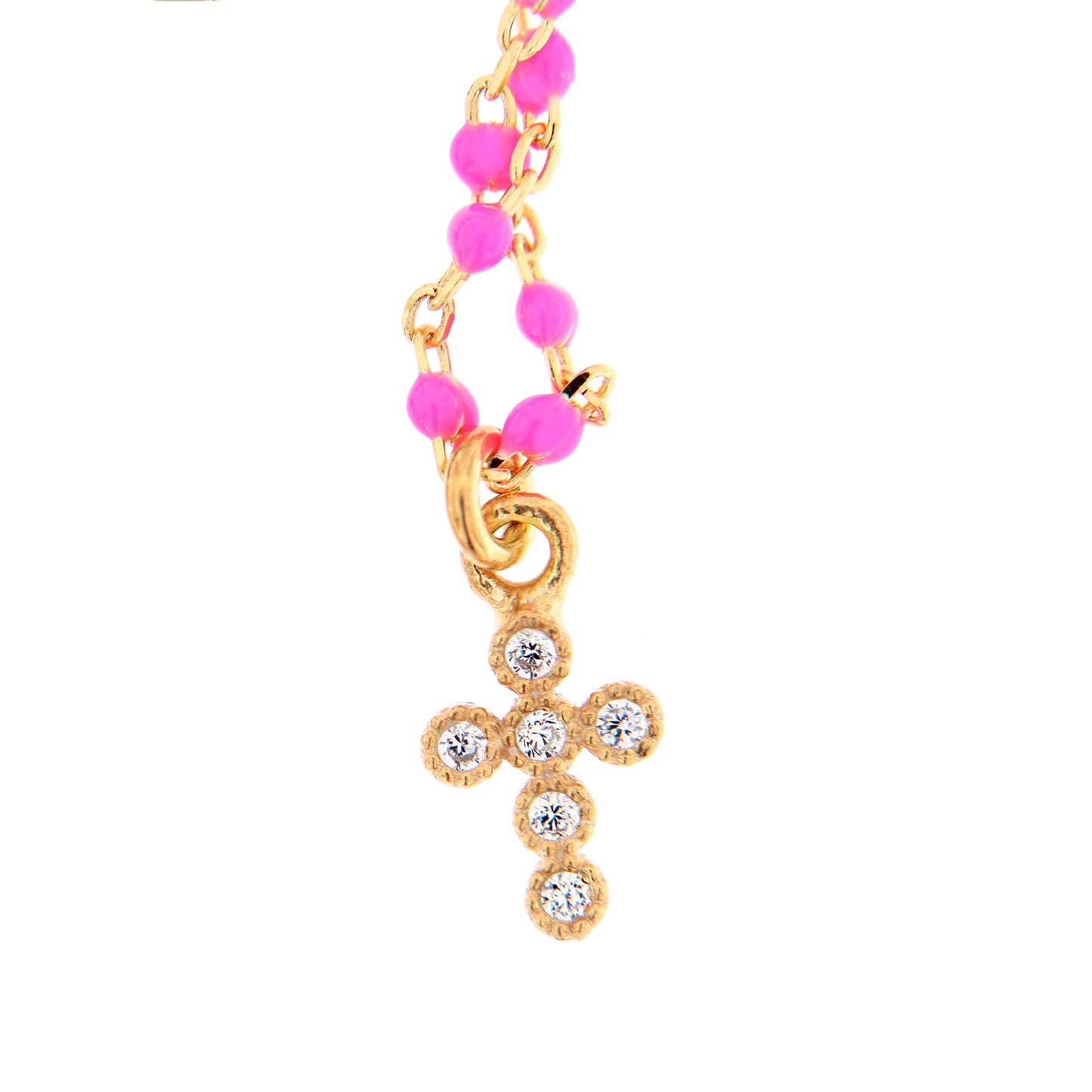 Bracciale Crucis, croce con zirconi, argento 925 dorato