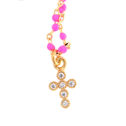Bracciale Crucis, croce con zirconi, argento 925 dorato