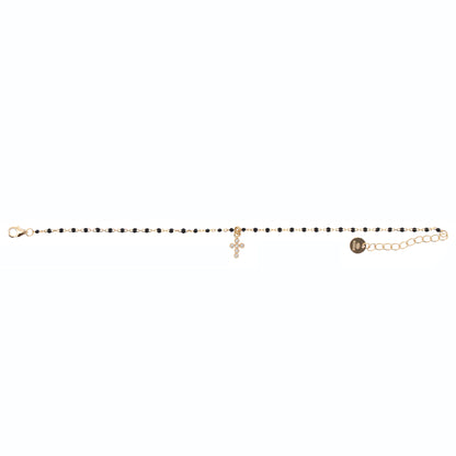 Bracciale Crucis, croce con zirconi, argento 925 dorato