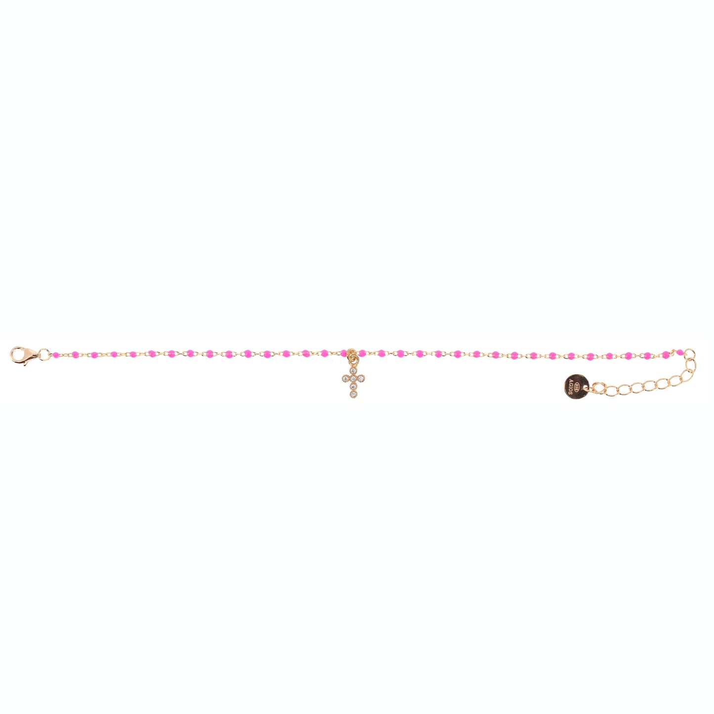 Bracciale Crucis, croce con zirconi, argento 925 dorato