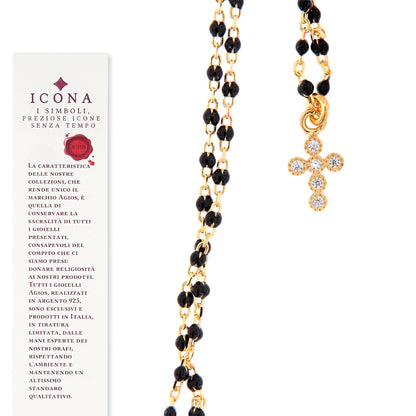 Bracciale Crucis, croce con zirconi, argento 925 dorato