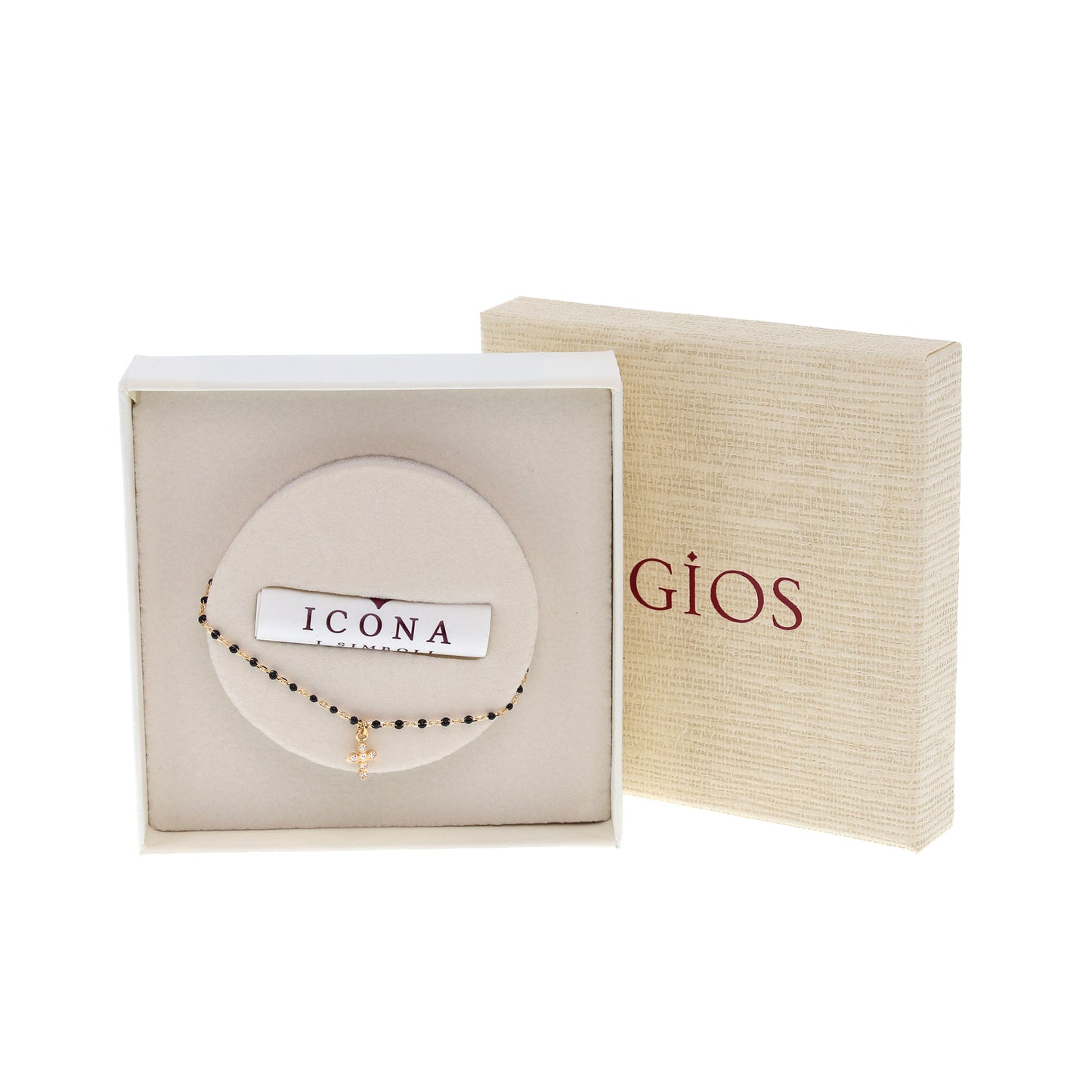 Bracciale Crucis, croce con zirconi, argento 925 dorato