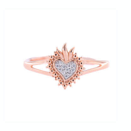 Anello Sacrum Cor, Cuore Votivo con zirconi, argento 925 rosè
