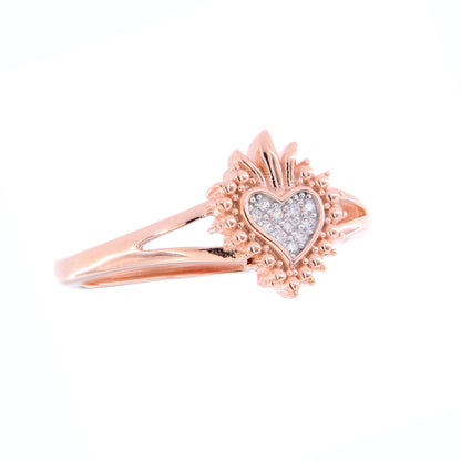 Anello Sacrum Cor, Cuore Votivo con zirconi, argento 925 rosè
