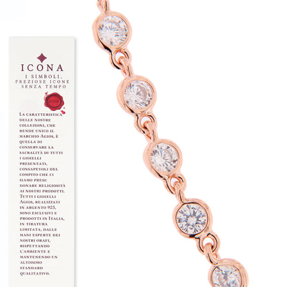 Bracciale Sacrum Cor, Cuore Votivo con zirconi, argento 925 rosè