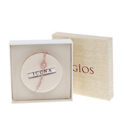 Bracciale Sacrum Cor, Cuore Votivo con zirconi, argento 925 rosè