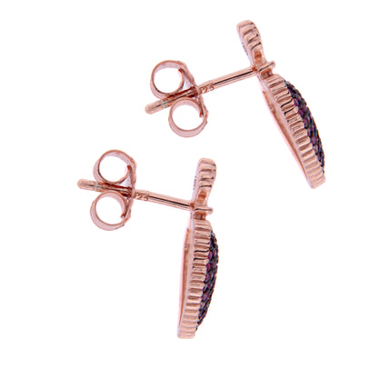 Orecchini Sacrum Cor, Cuore Votivo con zirconi rubini, argento 925 rosè

