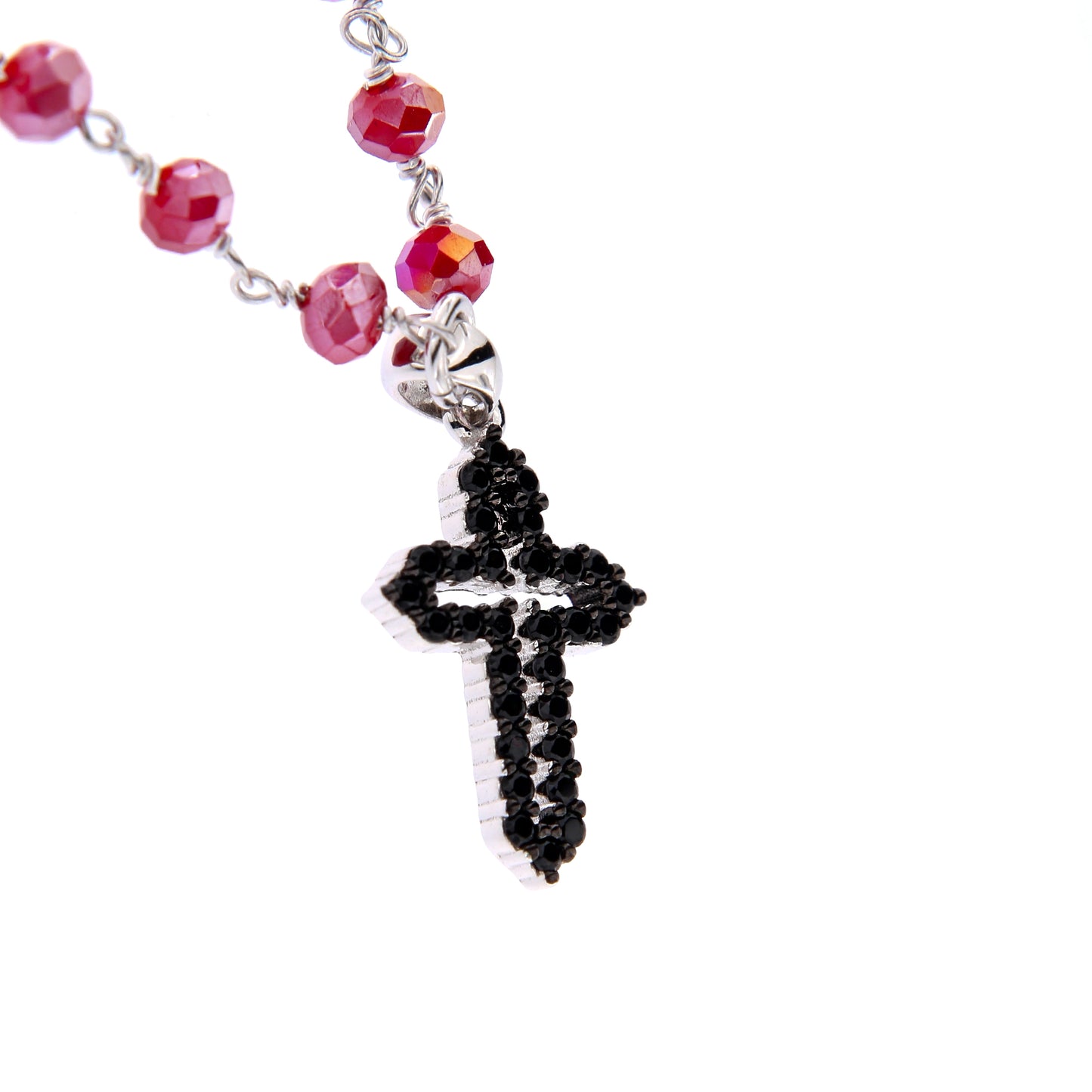 Collana Coloribus con pietre e croce zirconi, argento 925