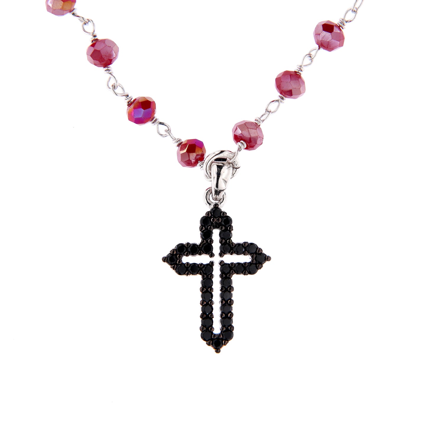 Collana Coloribus con pietre e croce zirconi, argento 925