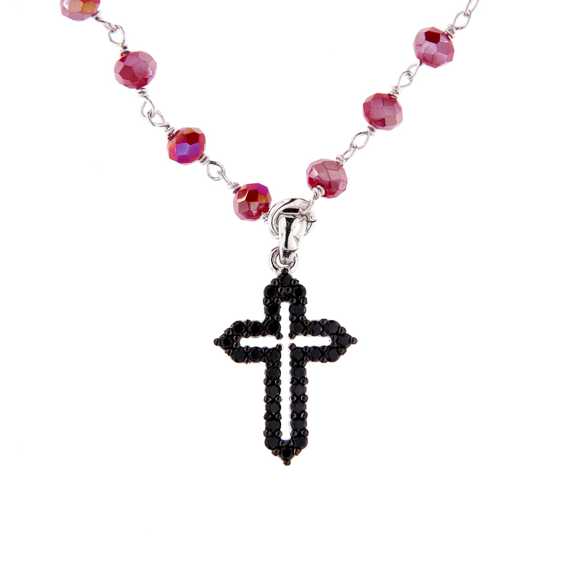 Collana Coloribus con pietre e croce zirconi, argento 925