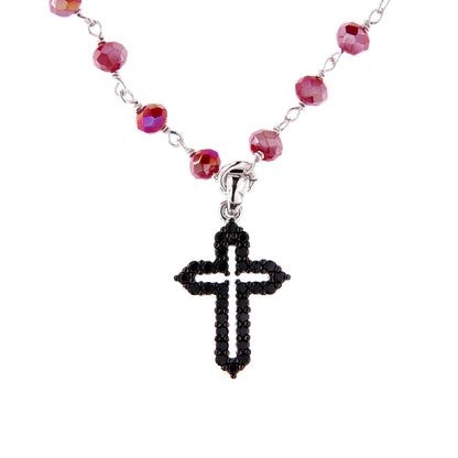 Collana Coloribus con pietre e croce zirconi, argento 925