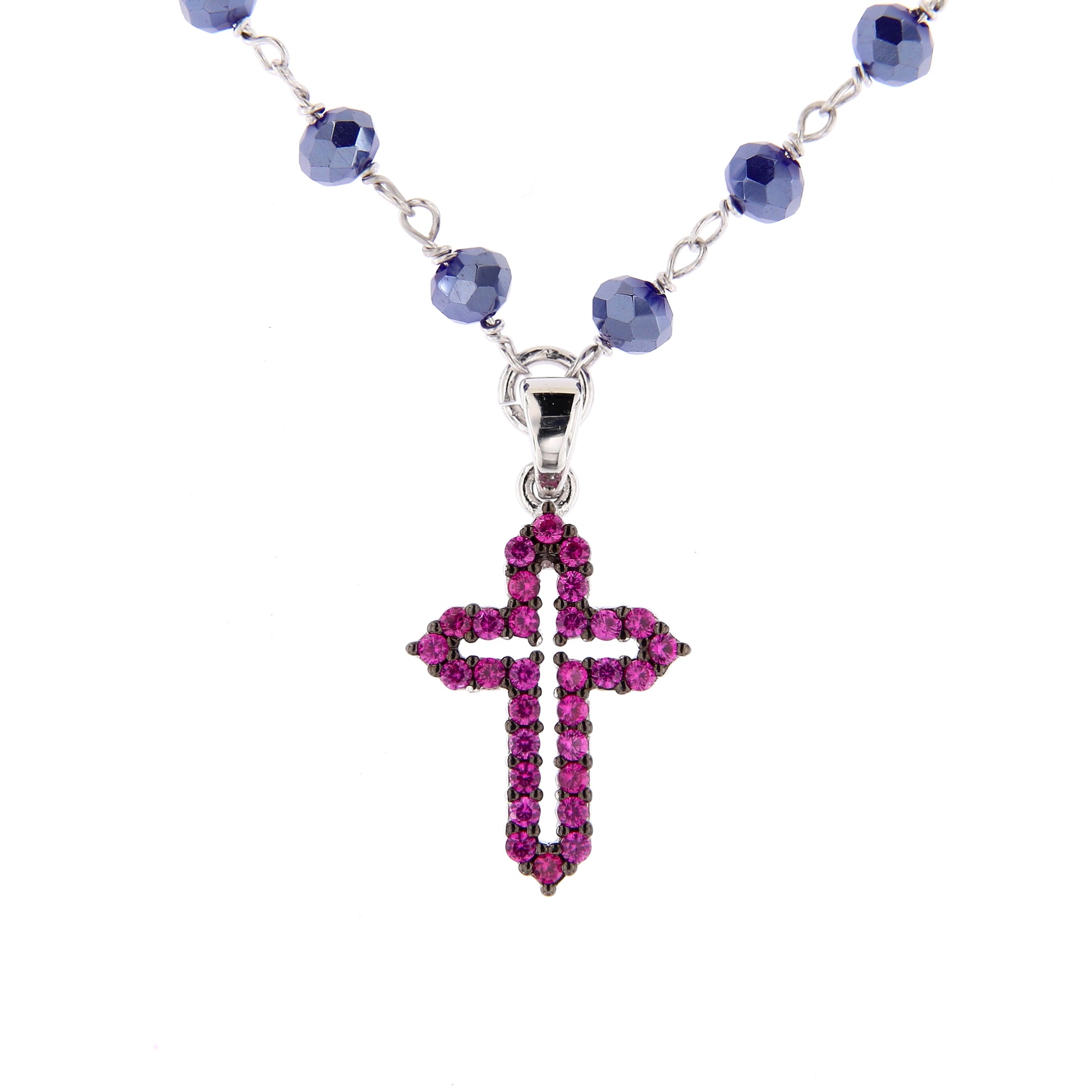 Collana Coloribus con pietre e croce zirconi, argento 925