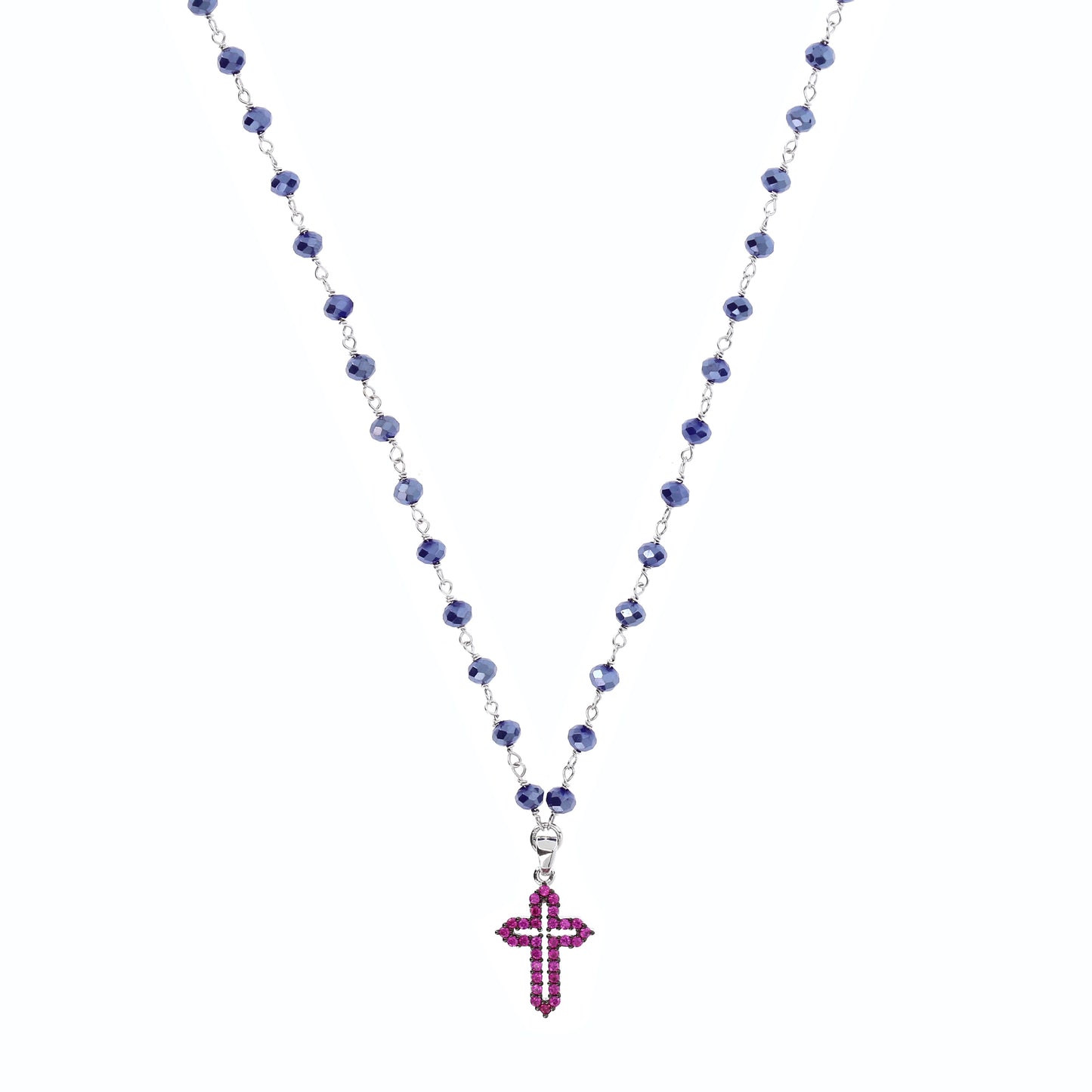 Collana Coloribus con pietre e croce zirconi, argento 925