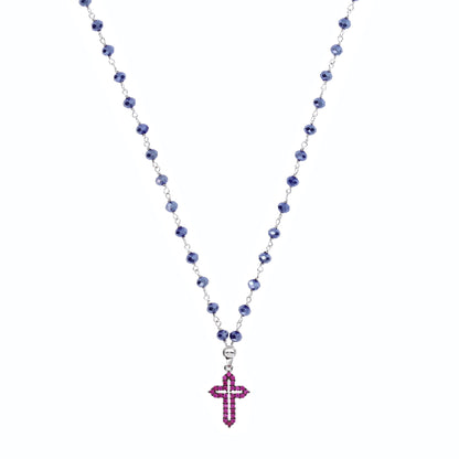 Collana Coloribus con pietre e croce zirconi, argento 925