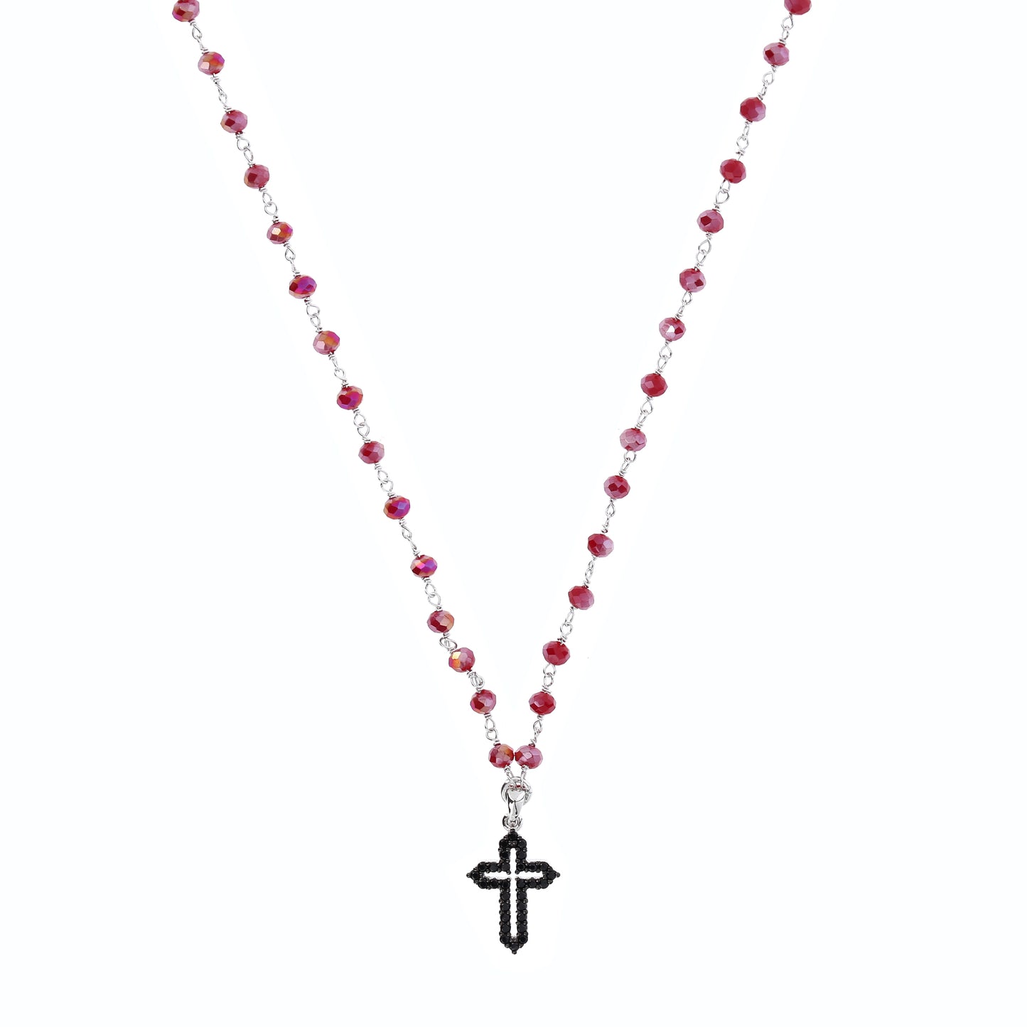 Collana Coloribus con pietre e croce zirconi, argento 925